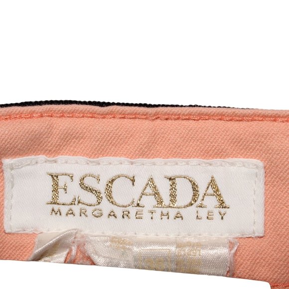 Escada Womens Pants 36 Peach Pink Straight Fit Crop Ankle Stretch Denim Jeans - Picture 7 of 10